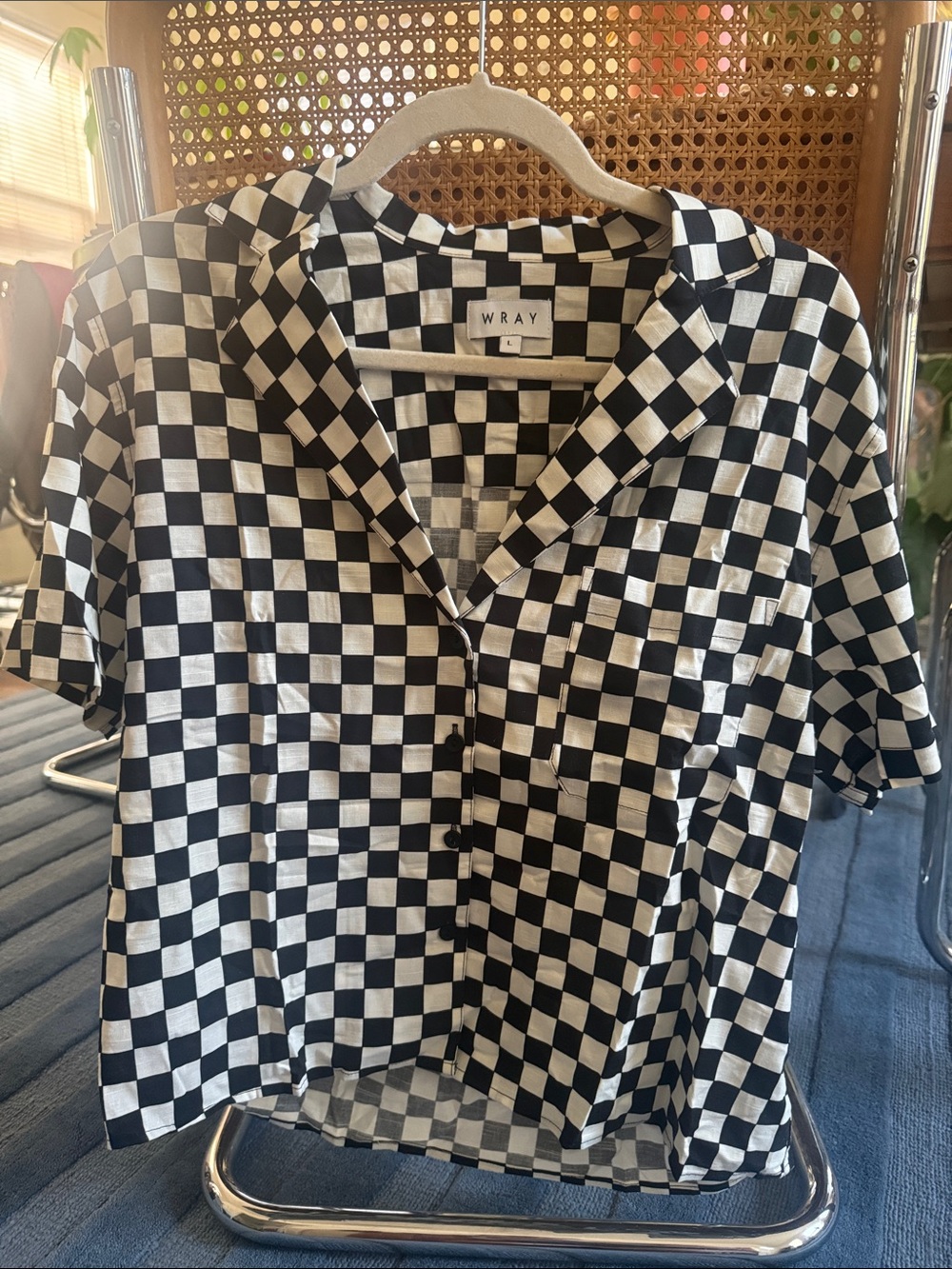 Like New Shop WRAY Black & White Checkered Short-Sleeve Shirt